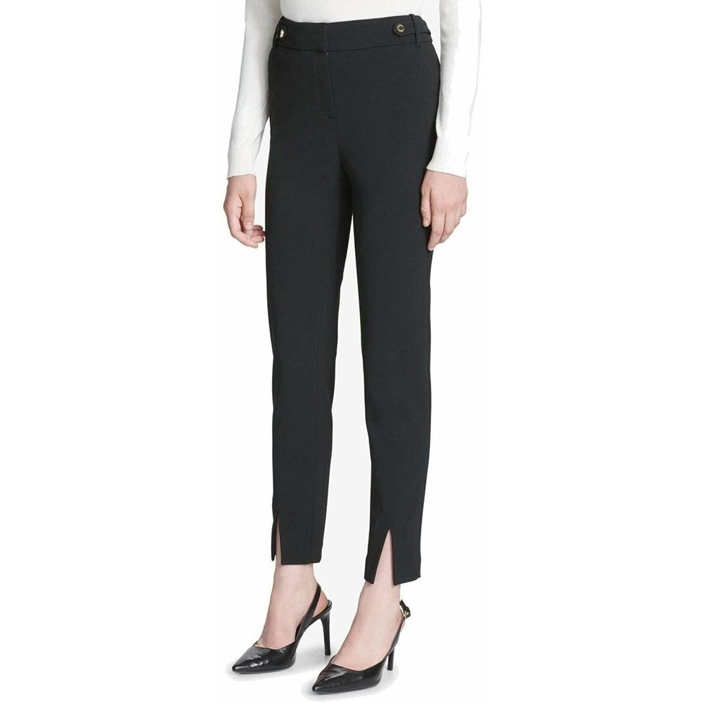 Calvin Klein Crepe Pants w/Slit Detail Black 4